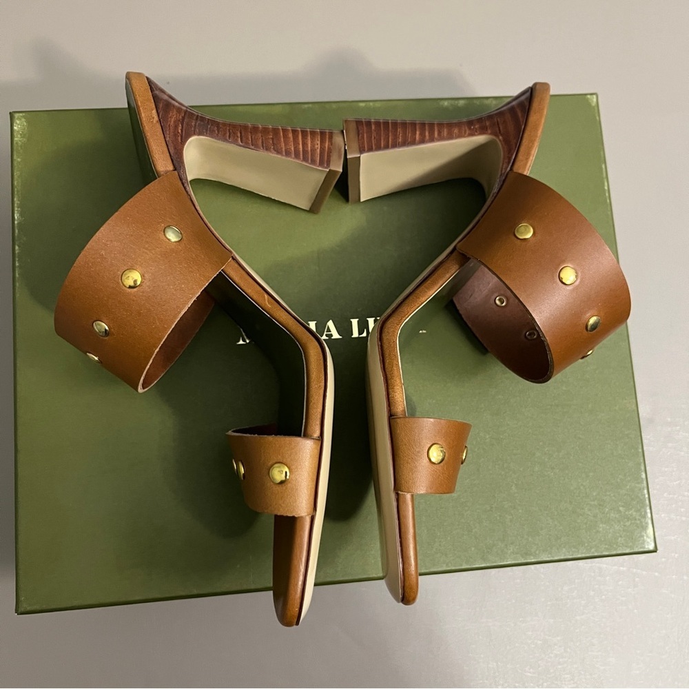 Tuckernuck Maria Luca Ivonne‎ High heel Mule Brown Studded Women's Sandals - Picture 5 of 14